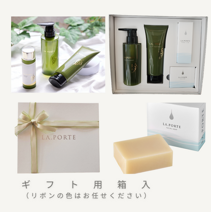 ギフトセット４点　洗顔石けん＆エッセンスローション＆ヘアケア